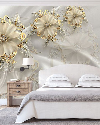 Golden Flowers Mural  -  [Custom printed at R598/m²]