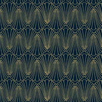 Art Deco Ruche Teal and Gold  -  [Custom printed at R560/m²]