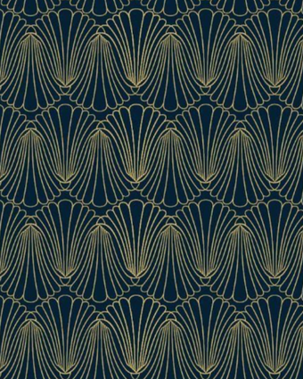 Art Deco Ruche Teal and Gold  -  [Custom printed at R598/m²]