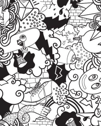 Black and White Graffiti  -  [Custom printed at R598/m²]