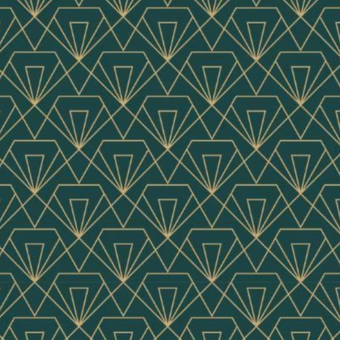 Art Deco Geometric Emerald Green and Gold  -  [Custom printed at R560/m²]