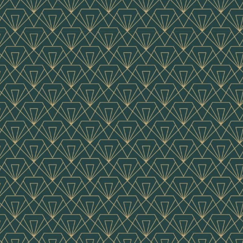 Art Deco Geometric Emerald Green and Gold  -  [Custom printed at R560/m²]