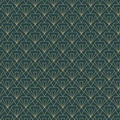 Art Deco Geometric Emerald Green and Gold  -  [Custom printed at R560/m²]