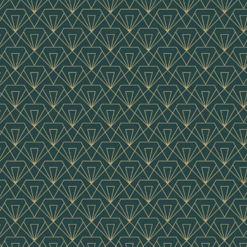 Art Deco Geometric Emerald Green and Gold  -  [Custom printed at R560/m²]