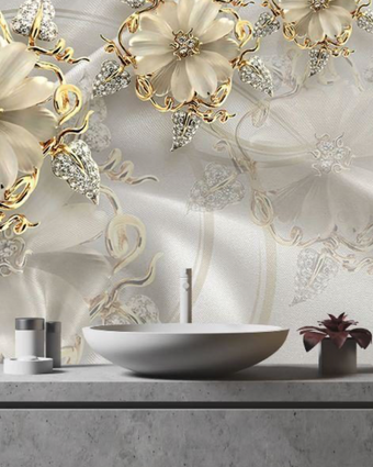 Golden Flowers Mural  -  [Custom printed at R598/m²]