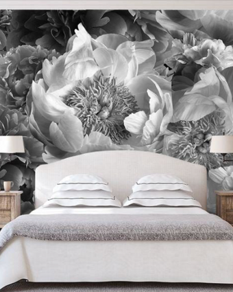 Oversized Black and White Floral  -  [Custom printed at R598/m²]