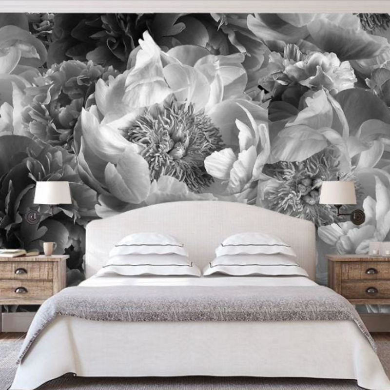 Oversized Black and White Floral  -  [Custom printed at R560/m²]