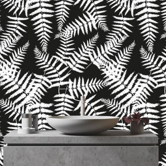 Black and White SASI Fern  -  [Custom printed at R560/m²]