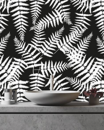 Black and White SASI Fern  -  [Custom printed at R598/m²]