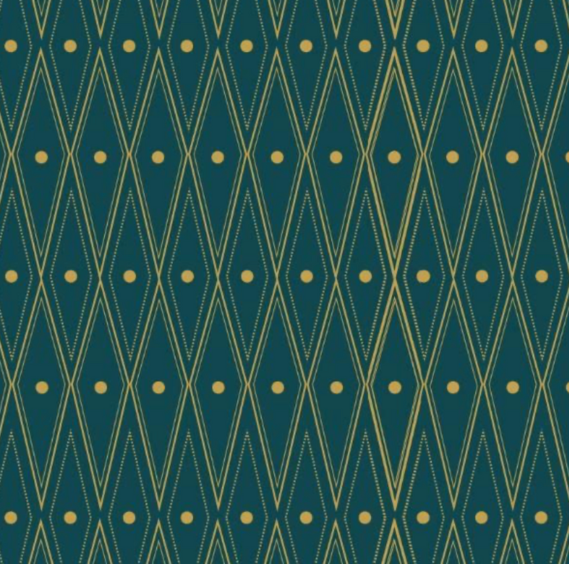 Art Deco Diamonds Green and Gold  -  [Custom printed at R560/m²]