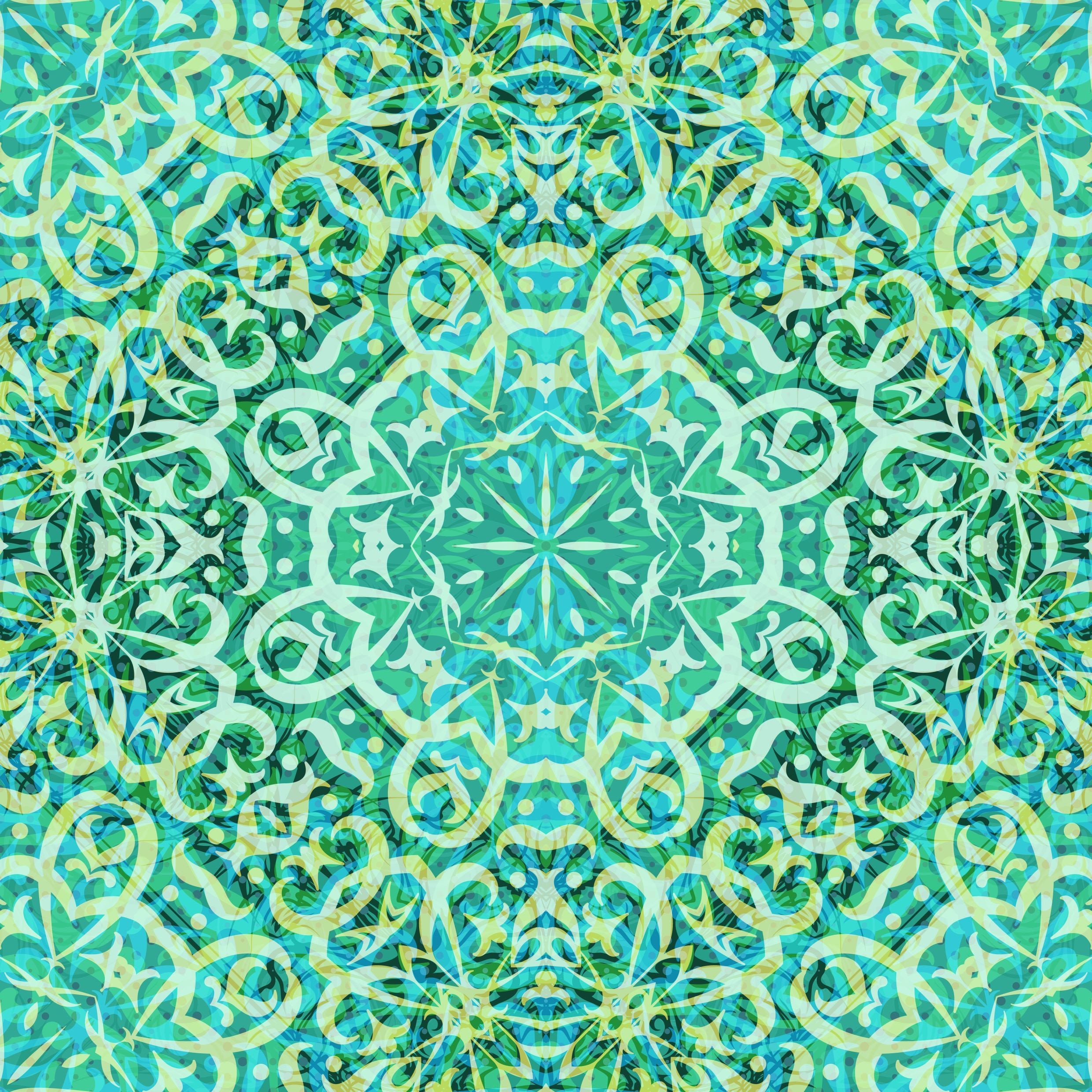Green Mandala Repeat Pattern - [Custom printed at R560/m²] – Sasi Wallpaper