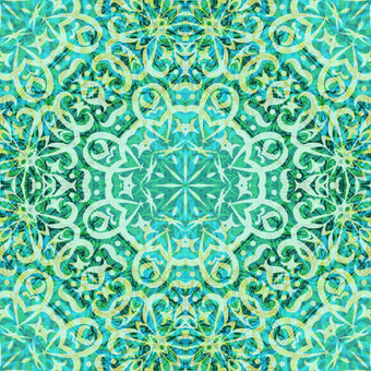 Green Mandala Repeat Pattern  -  [Custom printed at R560/m²]