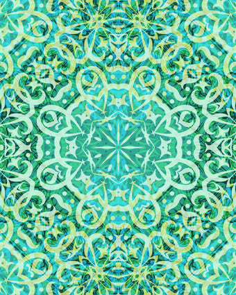Green Mandala Repeat Pattern  -  [Custom printed at R598/m²]
