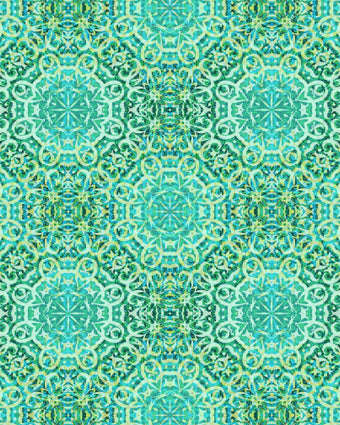 Green Mandala Repeat Pattern  -  [Custom printed at R598/m²]