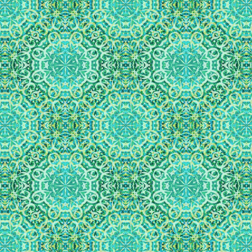 Green Mandala Repeat Pattern  -  [Custom printed at R560/m²]