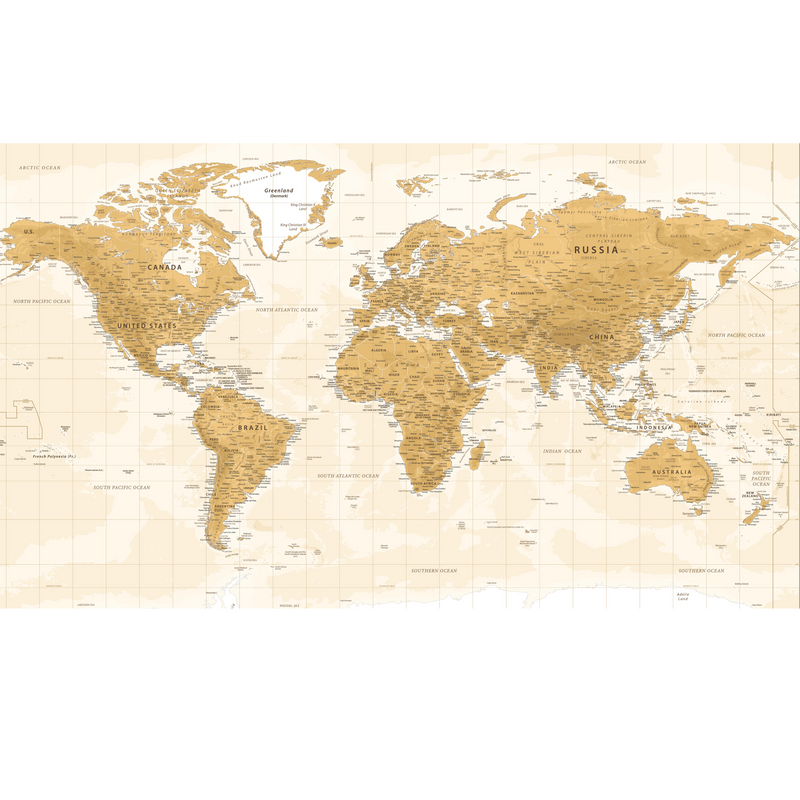 Vintage World Map  -  [Custom printed at R560/m²]