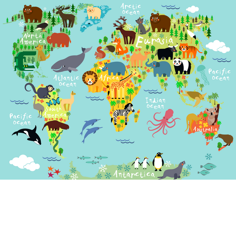 World Animal Map  -  [Custom printed at R560/m²]