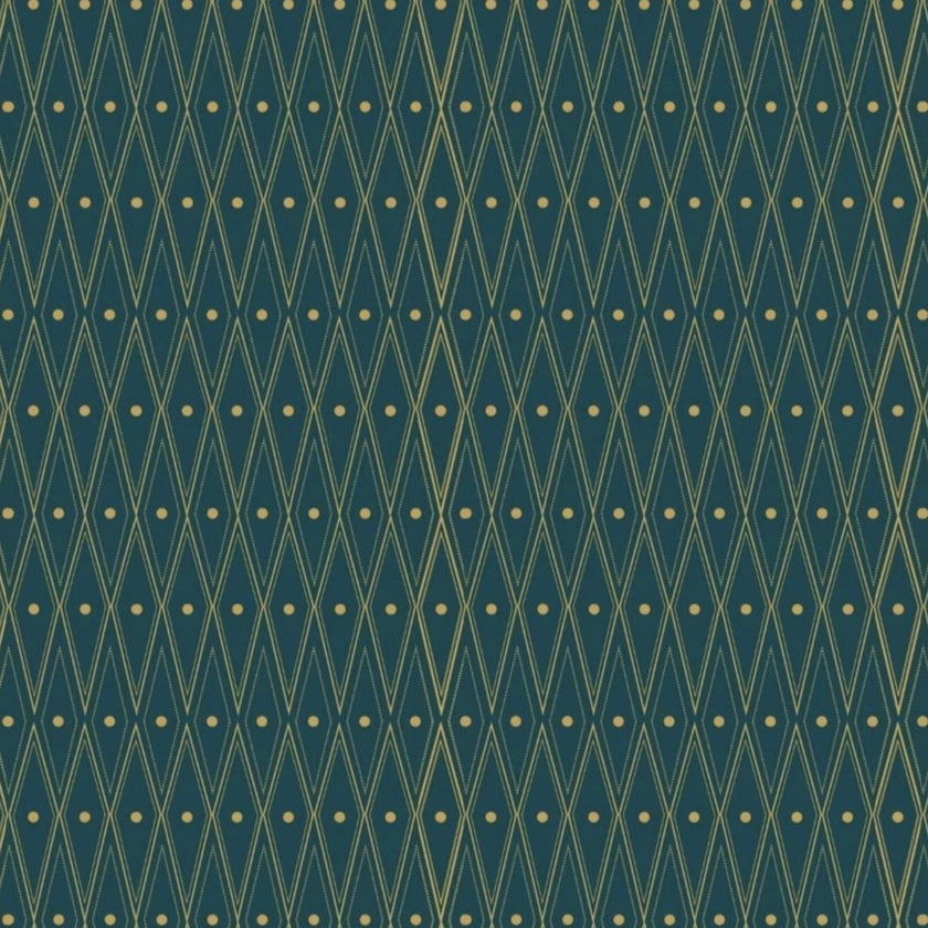 Art Deco Diamonds Green and Gold  -  [Custom printed at R560/m²]