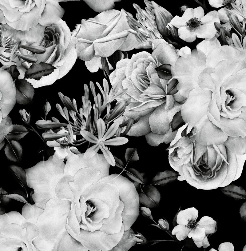 Black and White Roses  -  [Custom printed at R560/m²]