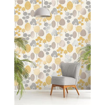 Crown Scandi Yellow Trees M1530