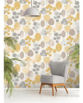 Crown Scandi Yellow Trees M1530