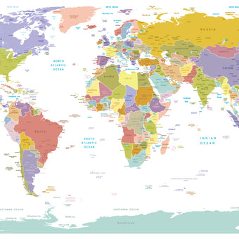 World Map with Colour  -  [Custom printed at R560/m²]