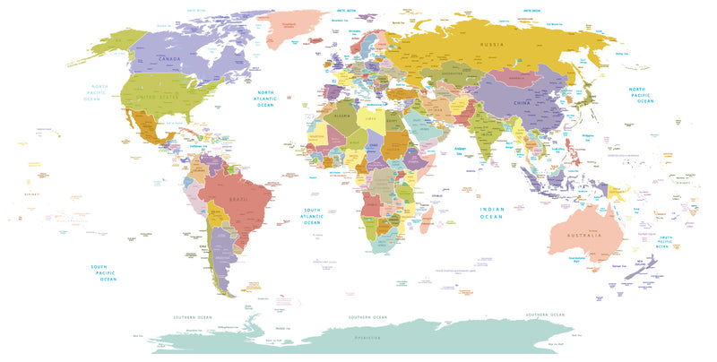 World Map with Colour  -  [Custom printed at R560/m²]