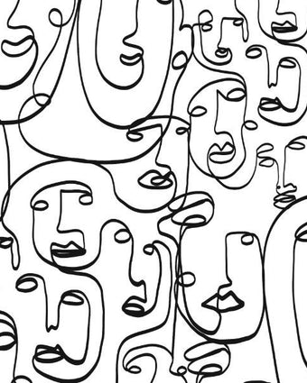 Single line drawing Picasso faces  -  [Custom printed at R598/m²]