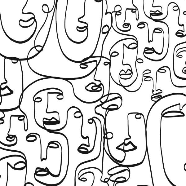 Single line drawing Picasso faces  -  [Custom printed at R560/m²]