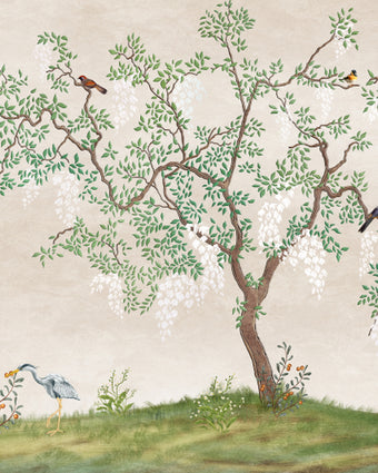 Japanese Tree Pink and Green Mural  -  [Custom printed at R598/m²]