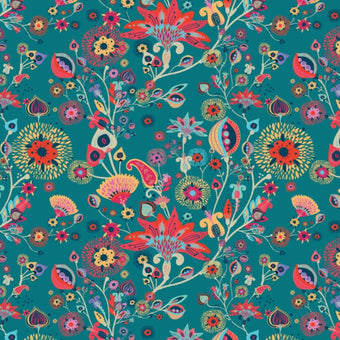 Floral Fun  - Turquoise  -  [Custom printed at R560/m²]