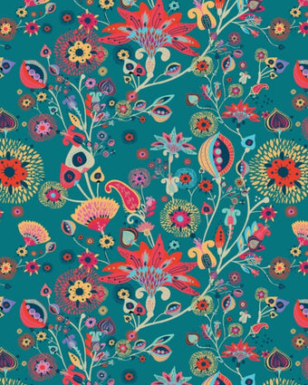 Floral Fun  - Turquoise  -  [Custom printed at R598/m²]