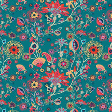 Load image into Gallery viewer, Floral on Turquoise  -  [Custom printed at R560/m²]
