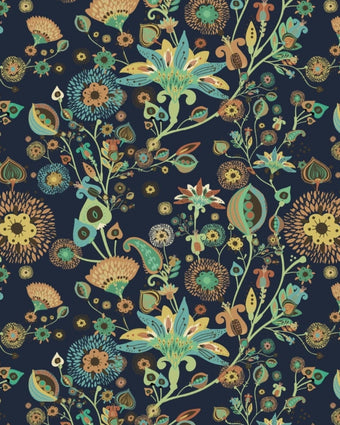 Floral Fun  - Navy -  [Custom printed at R598/m²]