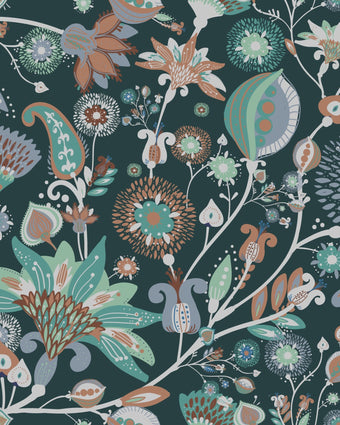 Floral Fun  - Teal  -  [Custom printed at R598/m²]