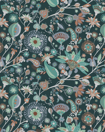 Floral Fun  - Teal  -  [Custom printed at R598/m²]