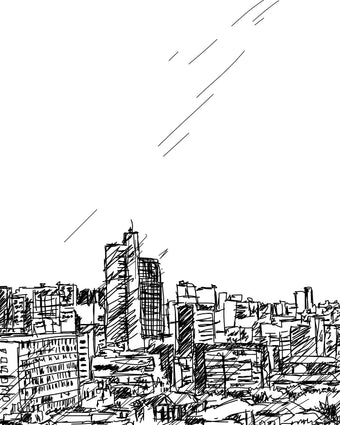 Jozi Skyline Illustration  -  [Custom printed at R598/m²]