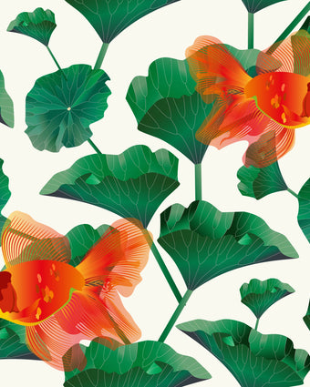 Gold Fish in Gingko Balboa  -  [Custom printed at R598/m²]