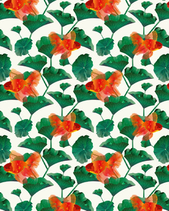 Gold Fish in Gingko Balboa  -  [Custom printed at R598/m²]