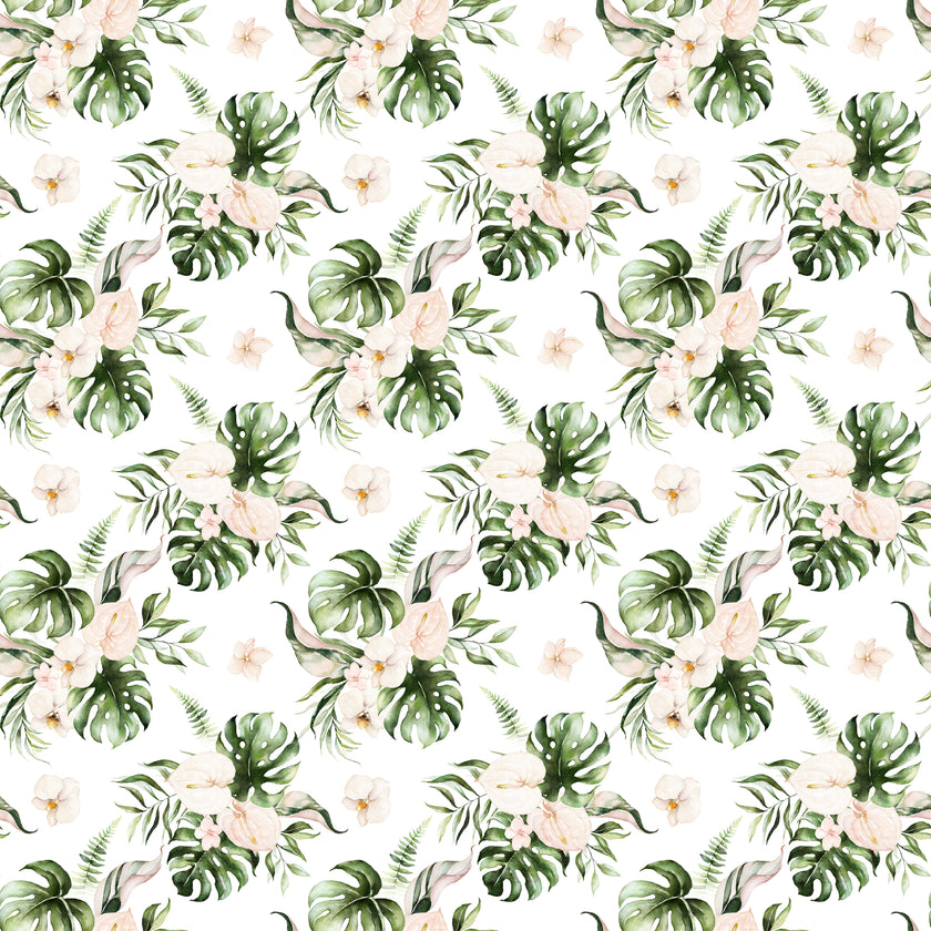 Tropical Leaves and Blush Floral  -  [Custom printed at R560/m²]