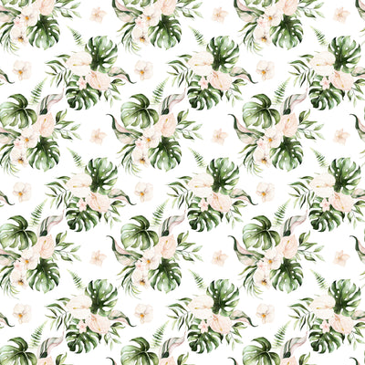 Tropical Leaves and Blush Floral  -  [Custom printed at R560/m²]