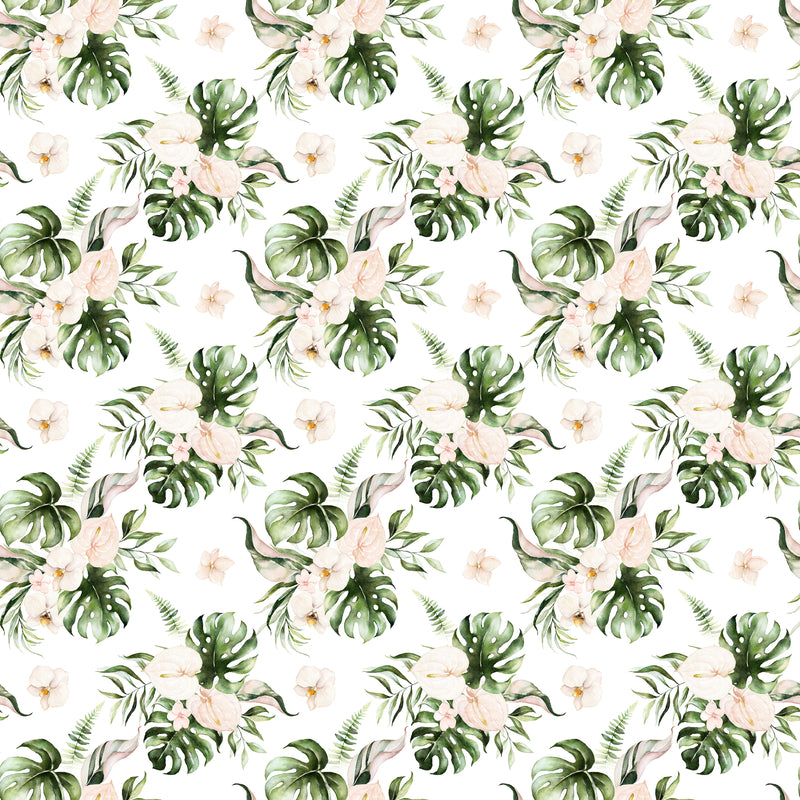 Tropical Leaves and Blush Floral  -  [Custom printed at R560/m²]