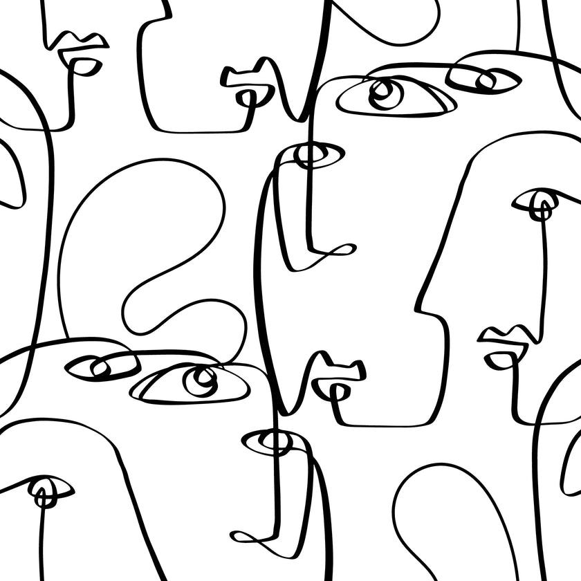 Single line drawing faces  -  [Custom printed at R560/m²]