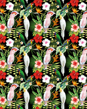 Tropical birds and leaves  -  [Custom printed at R598/m²]