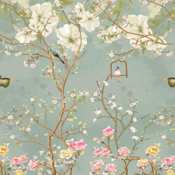 Chinoiseries Garden  - Mint -  [Custom printed at R560/m²]