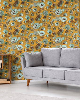 Peonies Teal Gold - 26905